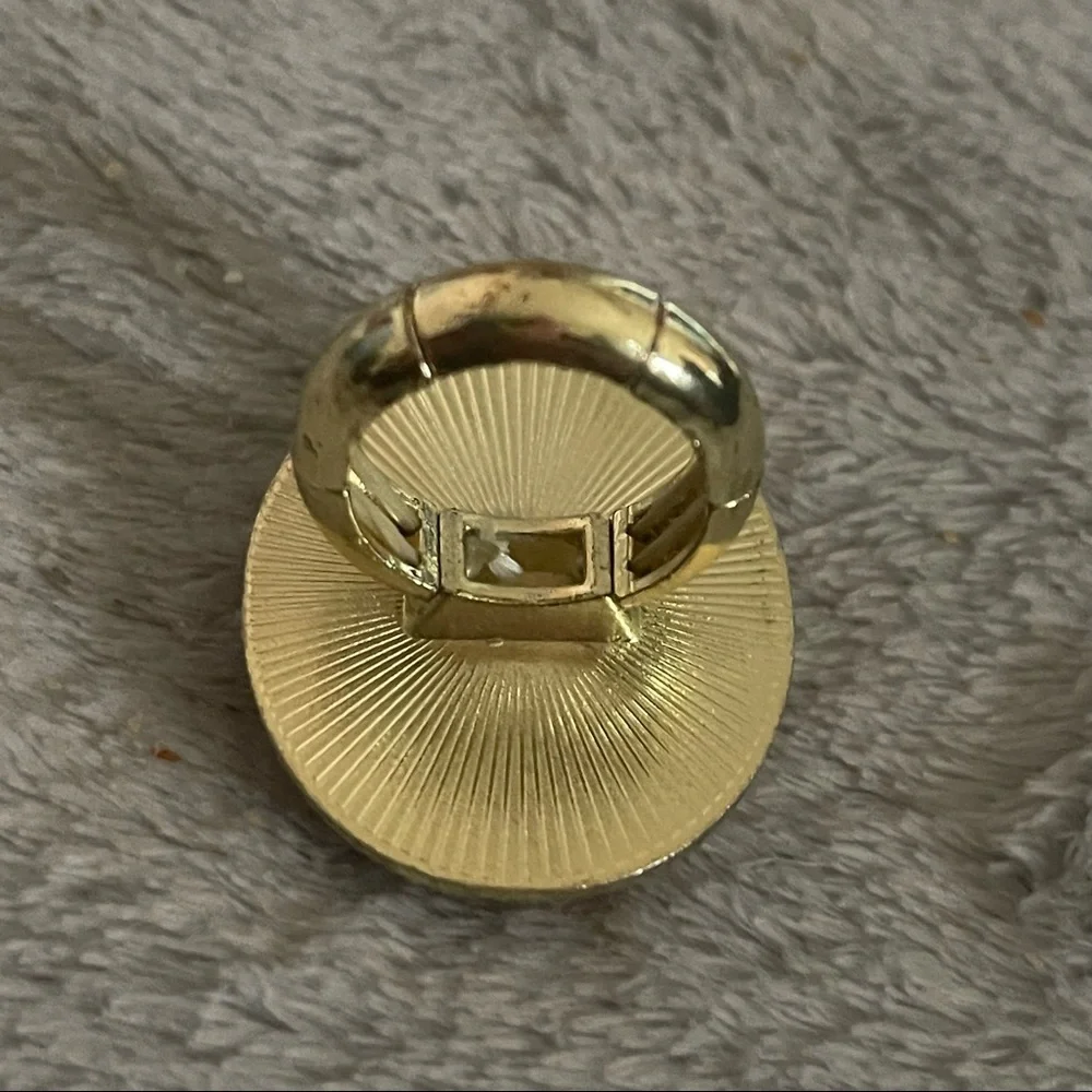 Vintage Coral & Gold Oval Big Gotti Stretchy Ring